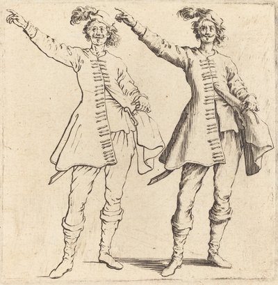 Upseeri, käsivarsi ojennettuna, näkymä edestä tekijältä Jacques Callot