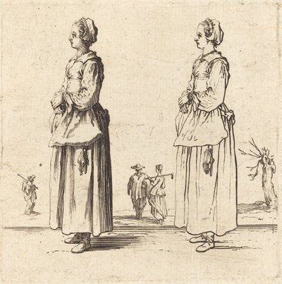Talonpojan nainen profiilissa, kasvot vasemmalle tekijältä Jacques Callot