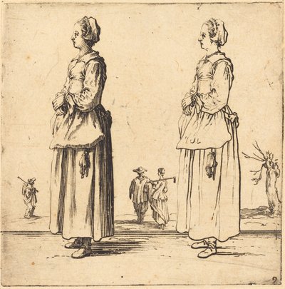 Talonpojan nainen profiilissa, kasvot vasemmalle tekijältä Jacques Callot
