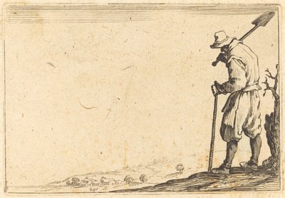 Talonpoika lapio olkapäällään tekijältä Jacques Callot