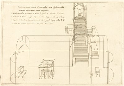 Madonnan haudan kirkon suunnitelma ja korkeus tekijältä Jacques Callot