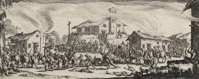 Kylän ryöstäminen ja polttaminen, 1633 (etsattu paperille) tekijältä Jacques Callot