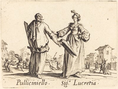 Pulliciniello ja Siga. Lucretia tekijältä Jacques Callot