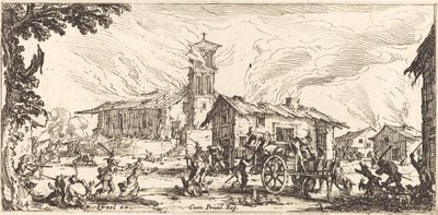 Kylän tuhoaminen ja polttaminen tekijältä Jacques Callot