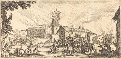 Kylän tuhoaminen ja polttaminen, n. 1633. tekijältä Jacques Callot