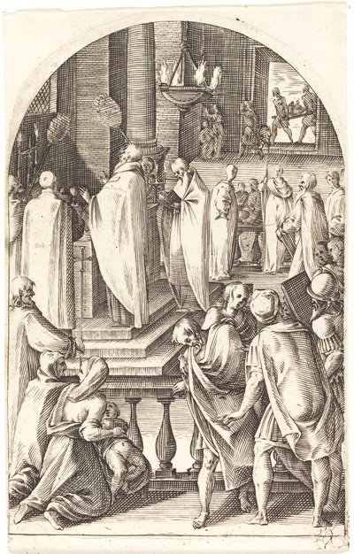 Pyhä Basil viettää messua, 16081611. tekijältä Jacques Callot