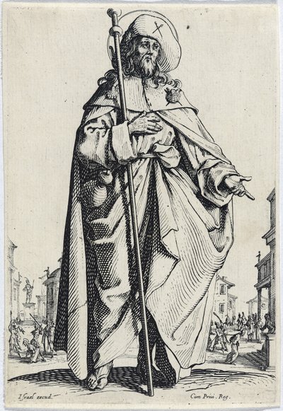 Pyhä Jaakob Suurempi elokuvasta Les Grands Apôtres (Suuret apostolit), 1631 tekijältä Jacques Callot