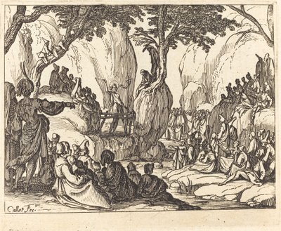 Pyhä Johannes saarnaamassa autiomaassa. tekijältä Jacques Callot
