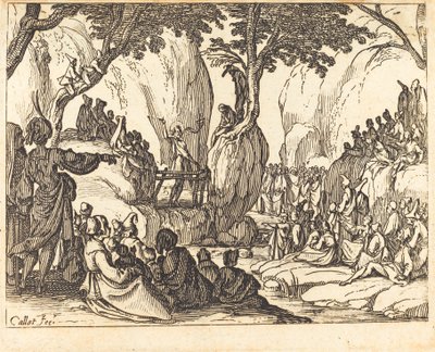 Pyhä Johannes saarnaamassa autiomaassa tekijältä Jacques Callot