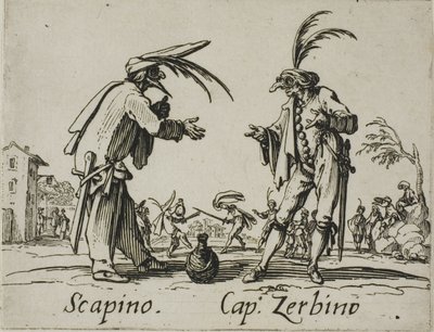 Scapino - Kapteeni Zerbino, levy 12, Balli di Sfessania -lehti. tekijältä Jacques Callot
