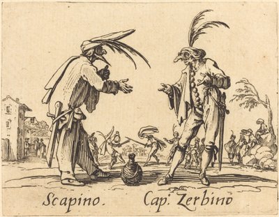 Scapino ja Cap. Zerbino, n. 1622. tekijältä Jacques Callot