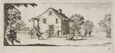 Ryöstökohtaus, levy neljä teoksesta The Miseries of War (Sodan kurjuudet) tekijältä Jacques Callot