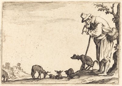 Paimen soittaa huilua tekijältä Jacques Callot
