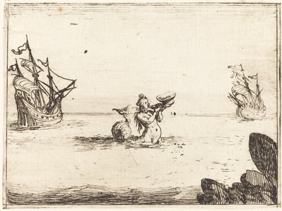 Sireeni kahden laivan välissä, 1628. tekijältä Jacques Callot