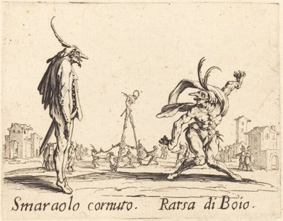 Smaralo Cornuto ja Ratsa di Boio tekijältä Jacques Callot