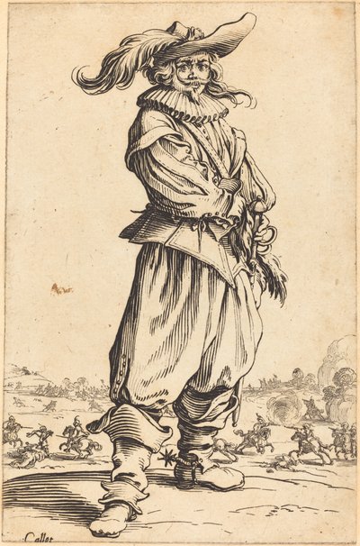 Sotilas, jolla on höyhenhattu tekijältä Jacques Callot