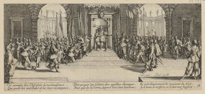 Soldvergabe, sivu 18 sarjasta ”Sodan kauhut” tekijältä Jacques Callot