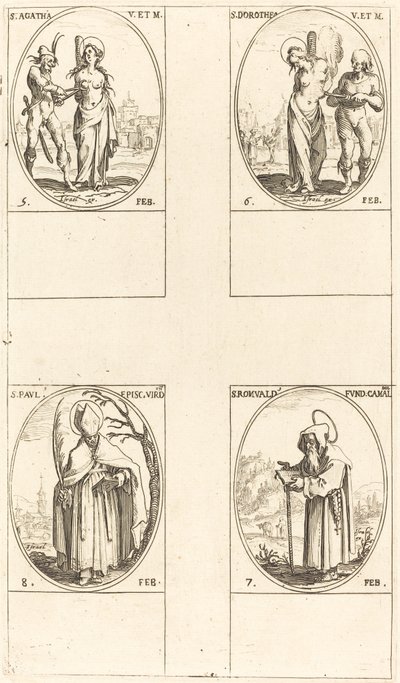 St. Agatha; St. Dorothy; Pyhä Romuald Ravennalainen; St. Paul, Verdunin piispa tekijältä Jacques Callot