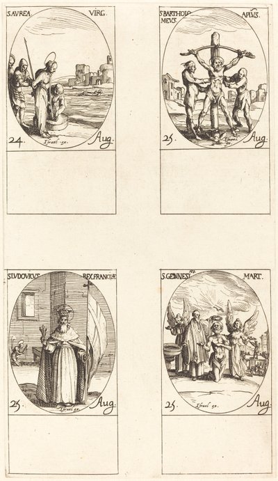 St. Aurea, St. Bartholomew, St. Louis, St. Genesius. tekijältä Jacques Callot