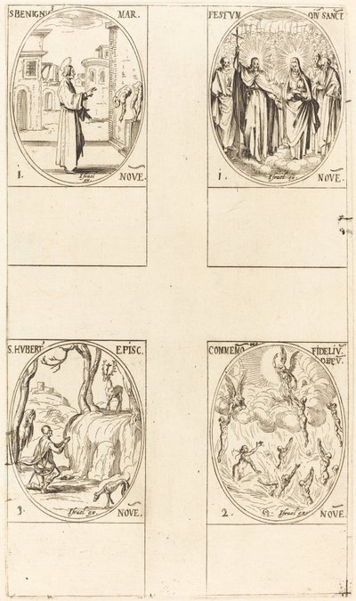 St. Benignus; Kaikkien pyhien juhla; Kuolleiden muisto; St. Hubert tekijältä Jacques Callot