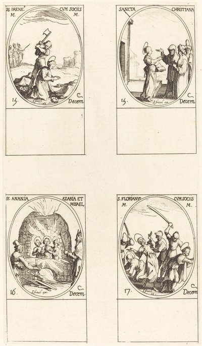 St. Bibiana; St. Birinus; St. Barbara; St. Sabbas tekijältä Jacques Callot