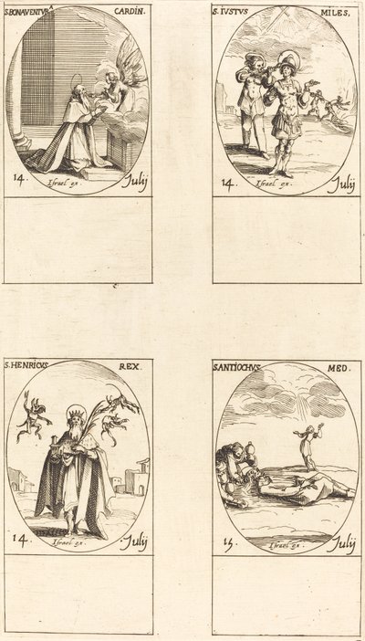 St. Bonaventura; St. Justus; Pyhä Henrik, keisari; Pyhä Antiokhos tekijältä Jacques Callot