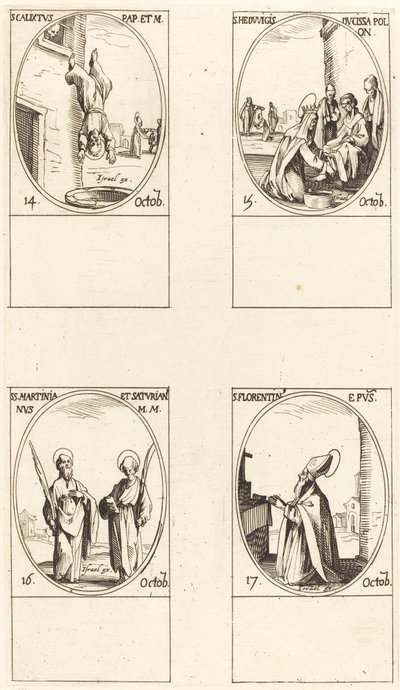 St. Calixtus; St. Hedwigs; Pyhät Martinilainen ja Saturian; St. Florentine tekijältä Jacques Callot