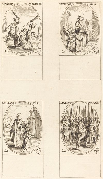 St. Canida; Pyhä Matteus; St. Ipigenia; St. Maurice ja seuralaiset tekijältä Jacques Callot
