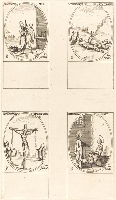 Pyhä Castorius, St. Carpophorus ja neljä kruunattua marttyyria, kuvan muistojuhla. tekijältä Jacques Callot
