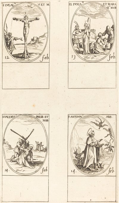 St. Eulalia; St. Fusca ja Maura; St. Valentine; St. Anthony tekijältä Jacques Callot