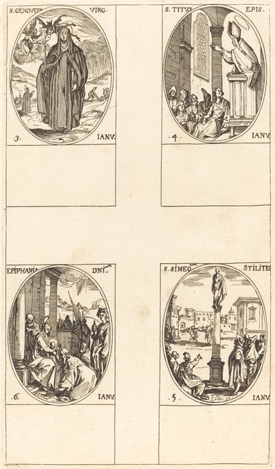 St. Genevieve; St. Titus; St. Simeon Stylites; loppiainen tekijältä Jacques Callot