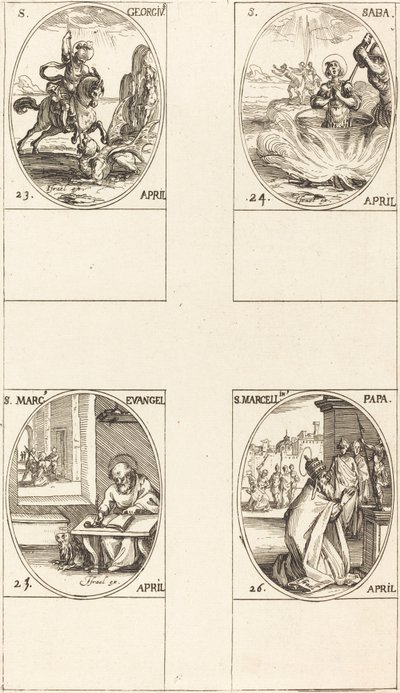 St. George; St. Sabas; Pyhä Markus, evankelista; St. Marcellin tekijältä Jacques Callot