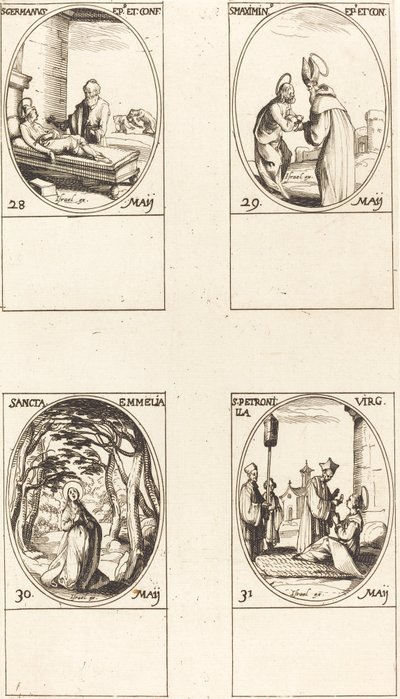 St. Germanus Pariisista; St. Maximinus; St. Emmelia; St. Petronilla tekijältä Jacques Callot
