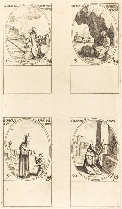 St. Helen, St. Donatus, St. Ludovicus, Piispa, St. Bernard. tekijältä Jacques Callot
