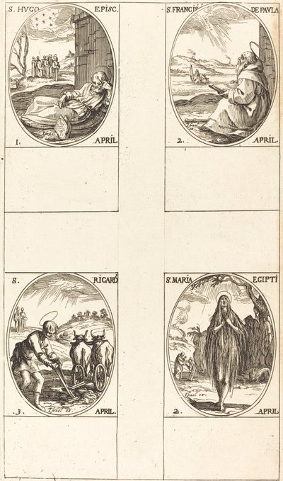 St. Hugo; Pyhä Franciscus Paulalainen; Pyhä Maria Egypti; St. Richard tekijältä Jacques Callot