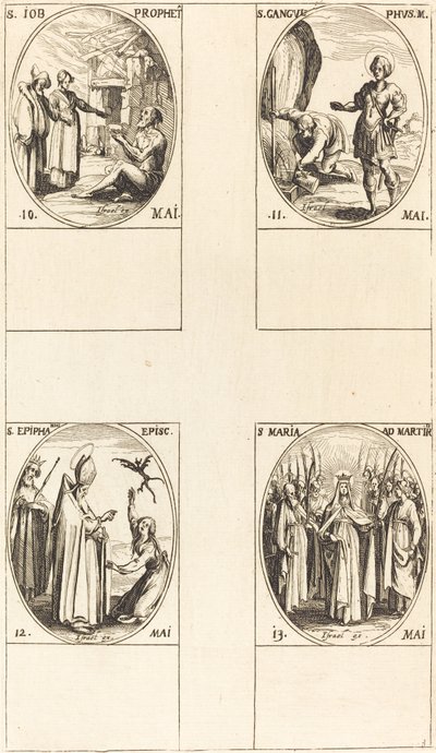 Pyhä Job, Profeetta, Pyhä Gangulphus, Pyhä Epifanius, Pyhä marttyyrien Maria. tekijältä Jacques Callot
