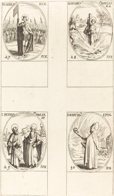 Pyhä Ladislas; Sts. Potamiana ja Marcella; Sts. Pietari ja Paavali, apostolit; St. Martial tekijältä Jacques Callot