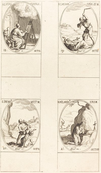 Pyhä Luukas; St. Lucian; St. Irene; Pyhä Hilarion tekijältä Jacques Callot