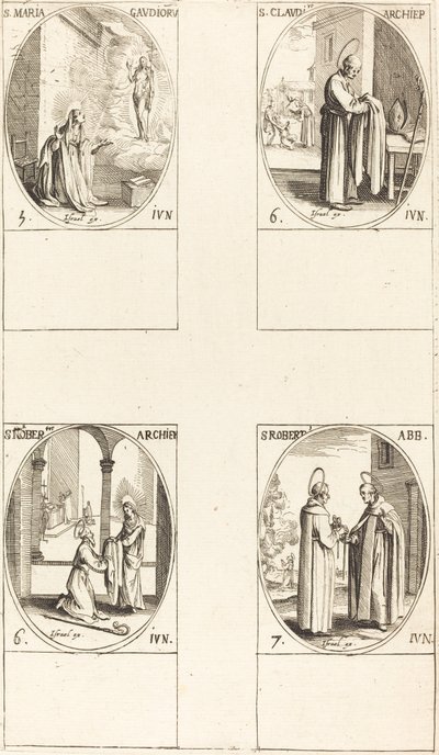 St. Maria Gaudioru; St. Claudius; St. Norbert; St. Robert tekijältä Jacques Callot