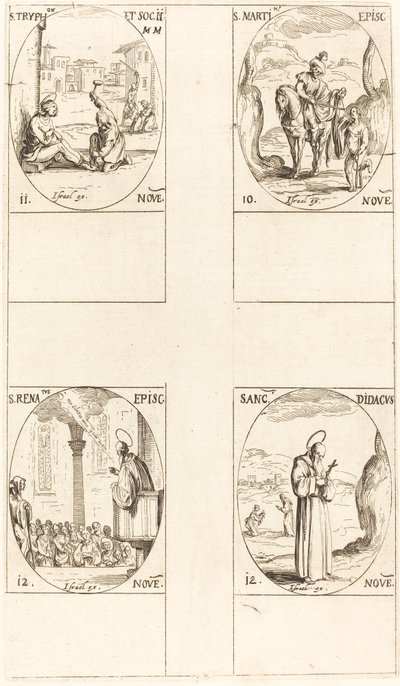St. Martin; St. Tryphon ja seuralaiset; Pyhä Renatus; Pyhä Didacus tekijältä Jacques Callot