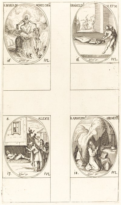 St. Mary of Mont Carmel; St. Raineldis; St. Alexis; St. Arnold of Metz tekijältä Jacques Callot
