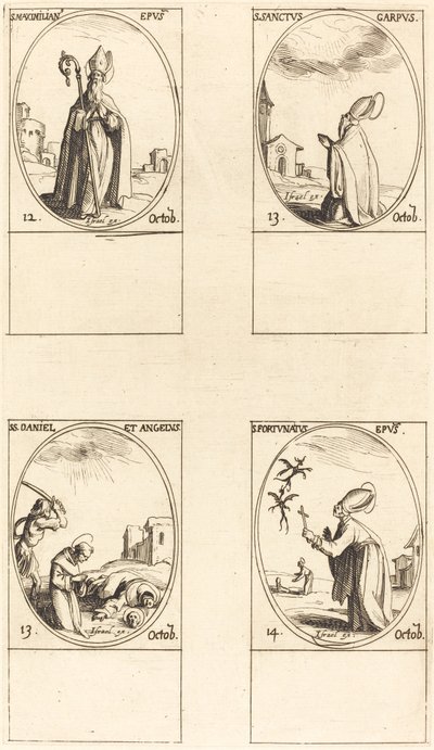 St. Maximilian; St. Carpus; Pyhä Daniel ja Angelus; St. Fortunatus tekijältä Jacques Callot