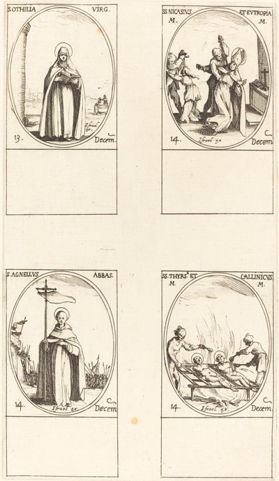 St. Othilia; Sts. Nikasius ja Eutropia; St. Agnelus; Sts. Thyrs