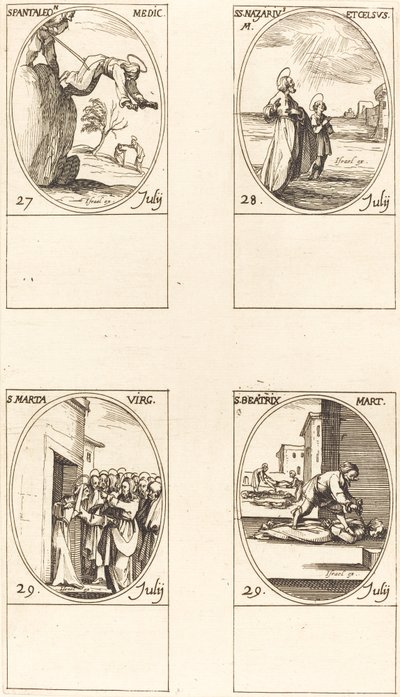 St. Pantaleon, Sts. Nazarius ja Celsus, St. Martha, St. Beatrice. tekijältä Jacques Callot