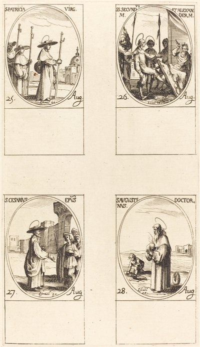 St. Patricia, Sts. Secundus ja Alexander, St. Caesarius, St. Augustine tekijältä Jacques Callot