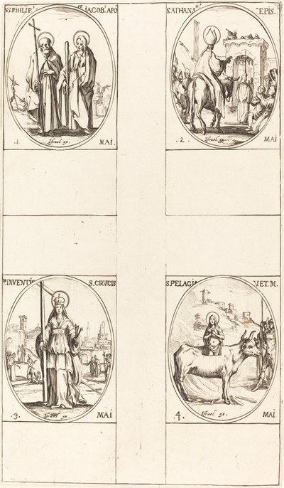 Pyhä Filippus ja Jaakob Pien, apostolit; Pyhä Athanasius; Ristin keksintö; tekijältä Jacques Callot
