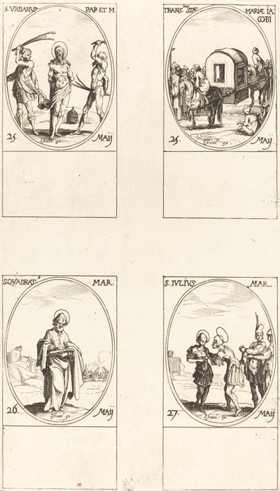 St. Urban, Pyhän Jaakobin Marian käännös, St. Quadrat, St. Julius. tekijältä Jacques Callot