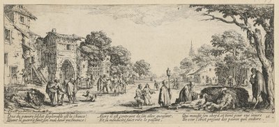 Kuoleva tien varrella, sivu 16 sarjasta ”Sodan kauhut” tekijältä Jacques Callot