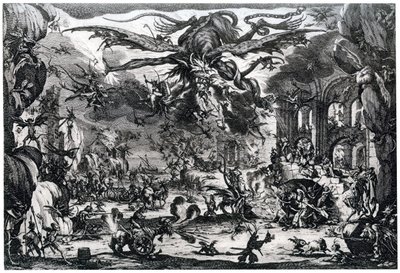 Pyhän Antoniuksen kiusaus, c1615-1635 1924 tekijältä Jacques Callot