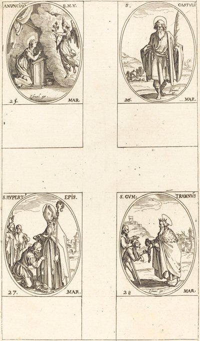 Anunciation, St. Castulus, St. Rupert, St. Gontran. tekijältä Jacques Callot